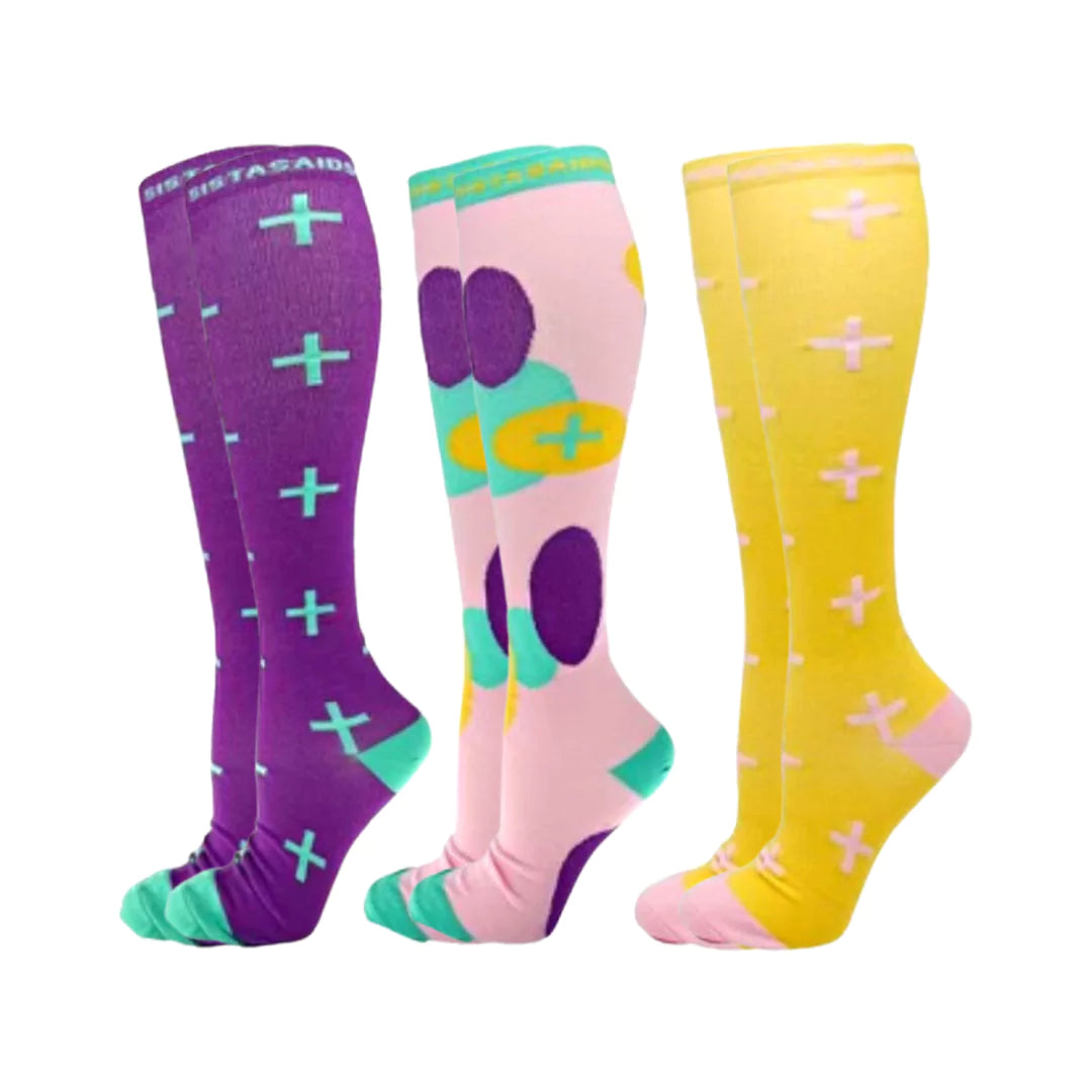 Late/Early: Lemon Cross Compression Socks - Sistasaidso+