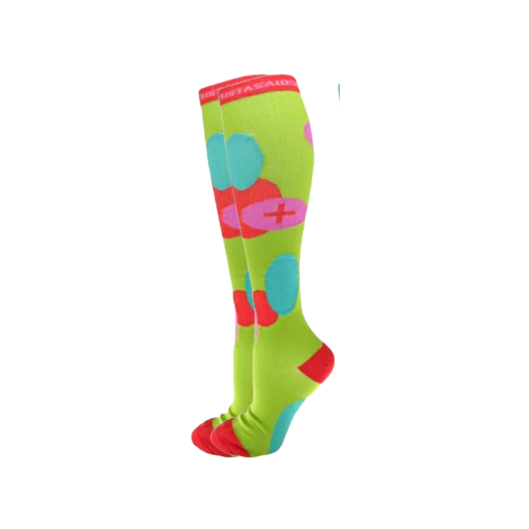 Late/Early: Pea Green Bubble Compression Socks - Sistasaidso+