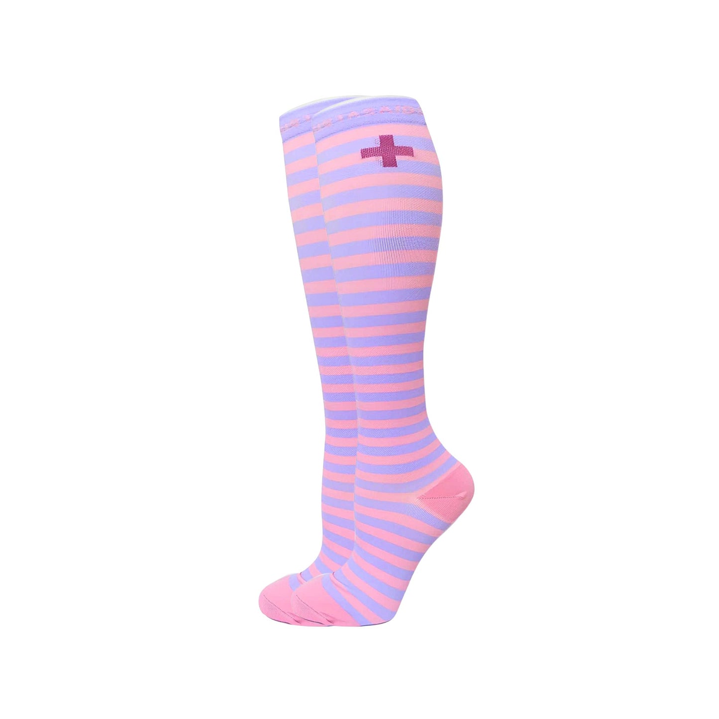 Overtime Lilac/Fairy Floss Stripe Compression Socks