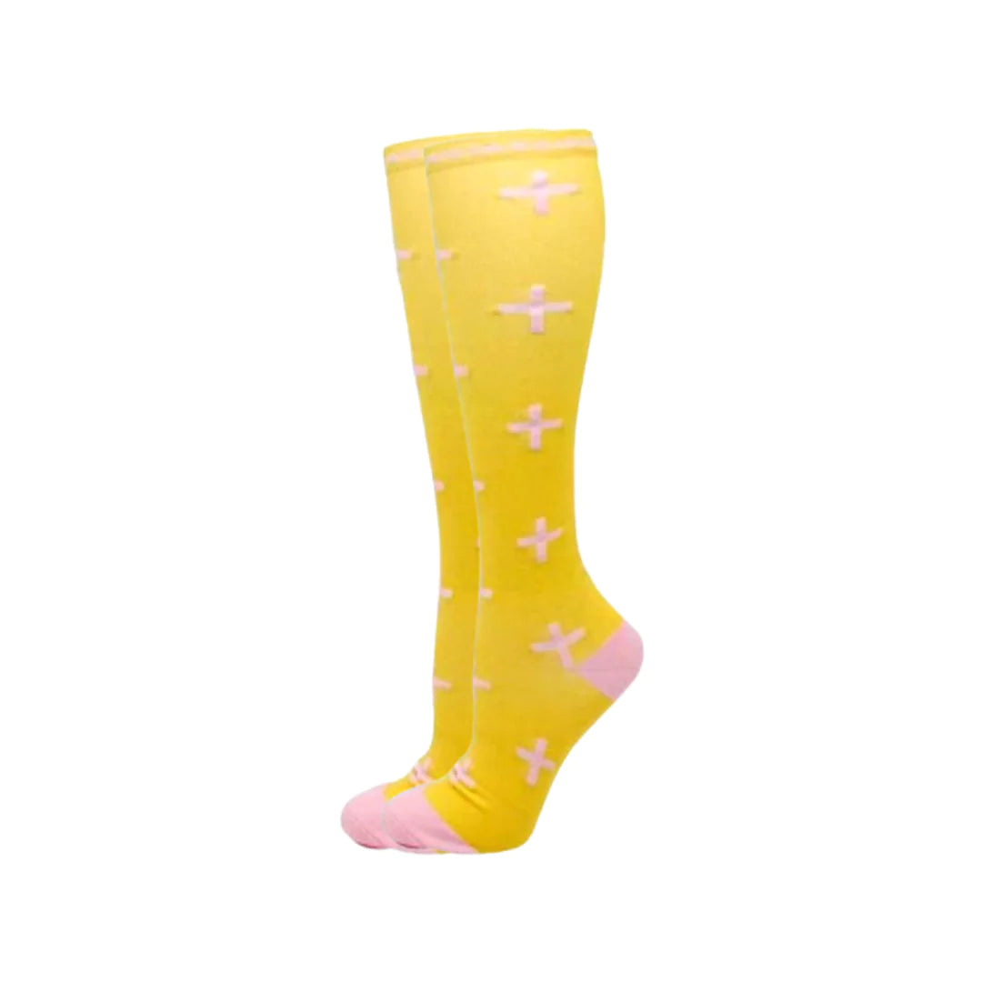 Late/Early: Lemon Cross Compression Socks - Sistasaidso+