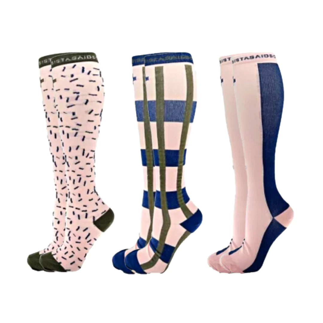 In-Charge: Blush/French Navy Two-Tone Compression Socks - Sistasaidso+