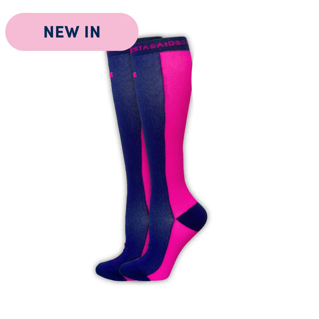 In-Charge Navy/Pink Shock Two-Tone Compression Socks