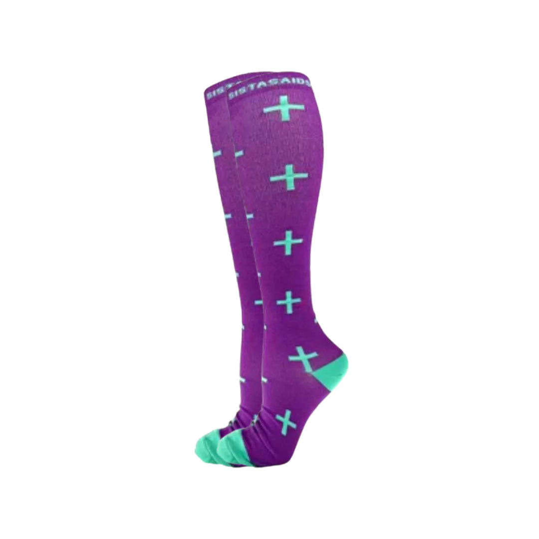 Late/Early: Grape Cross Compression Socks - Sistasaidso+