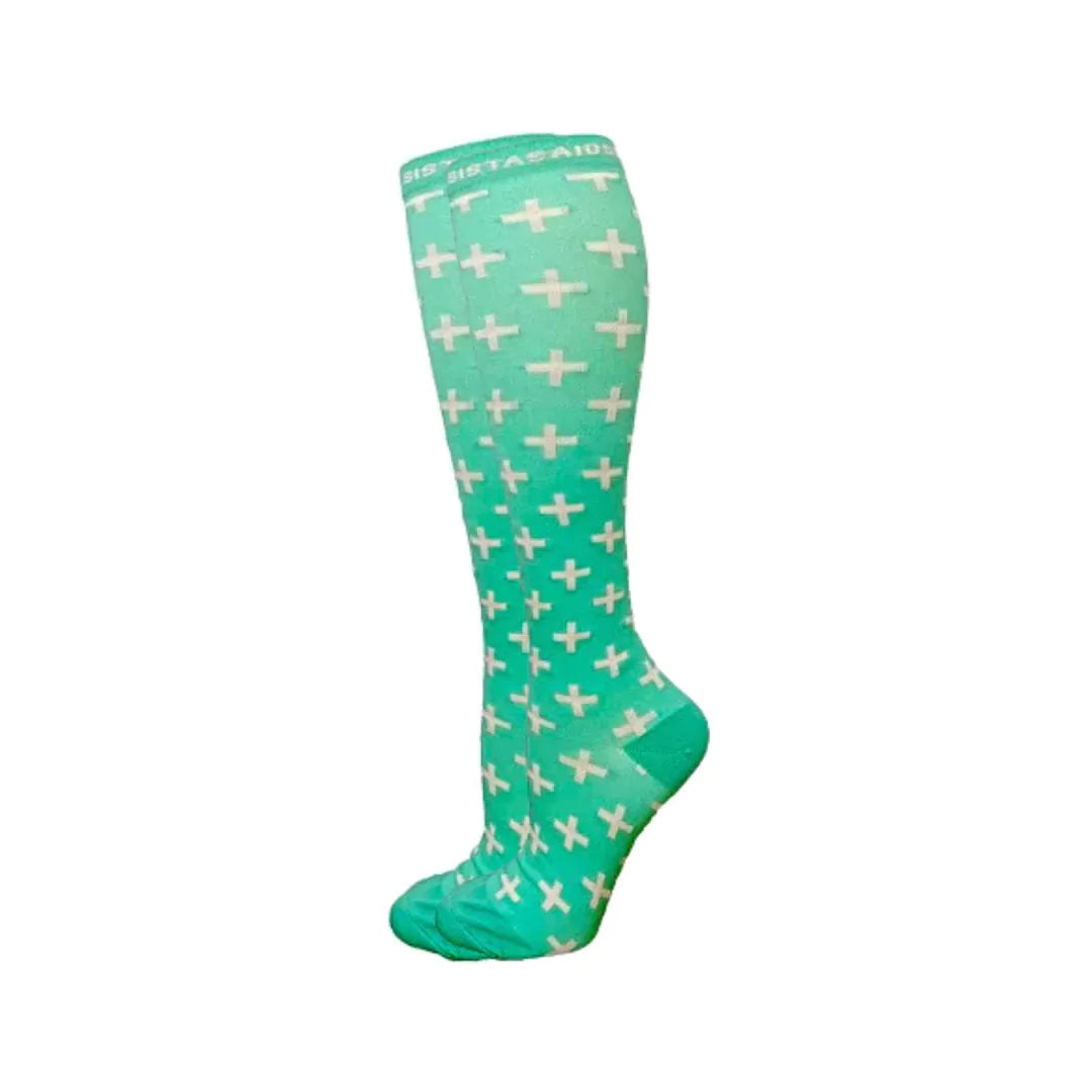 On-Shift: Turquoise Cross Compression Socks - Sistasaidso+
