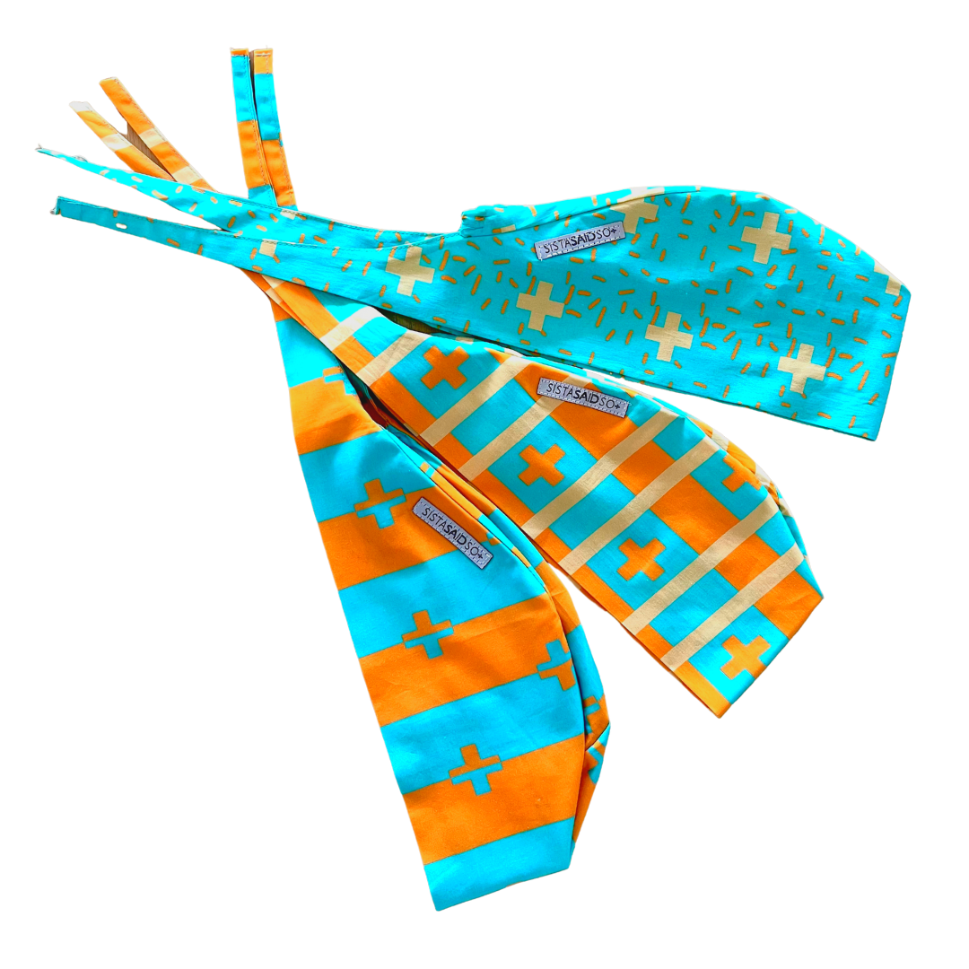 Buy Sistasaidso+ 3-Set 'In-Charge: Aqua Blue/Sand/Mandarin' Scrub Caps Online - Sistasaidso+