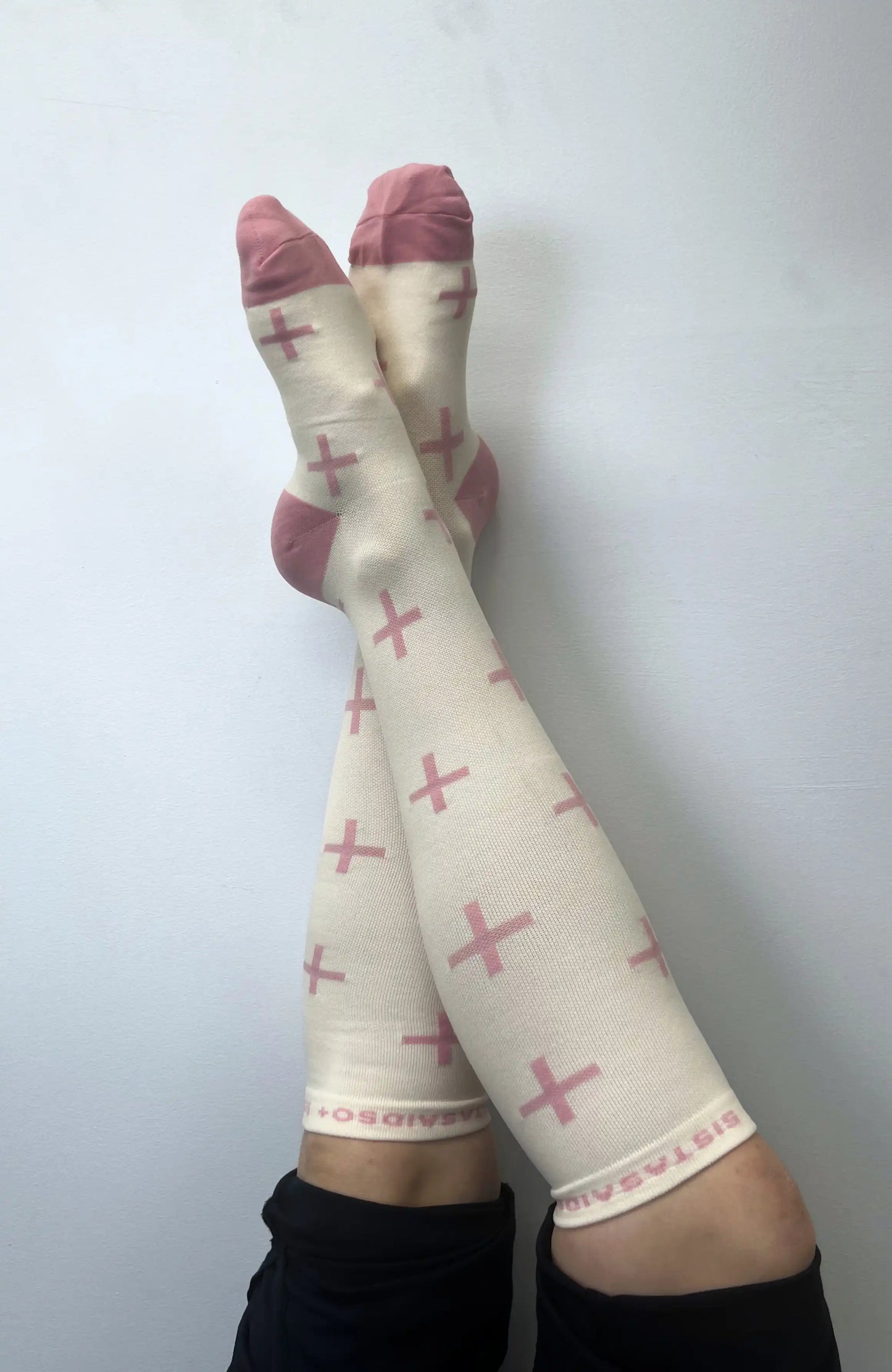 Late/Early Strawberries and Cream Cross Compression Socks