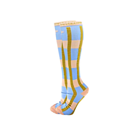 In-Charge: Sleepy Blue Crisscross Compression Socks - Sistasaidso+