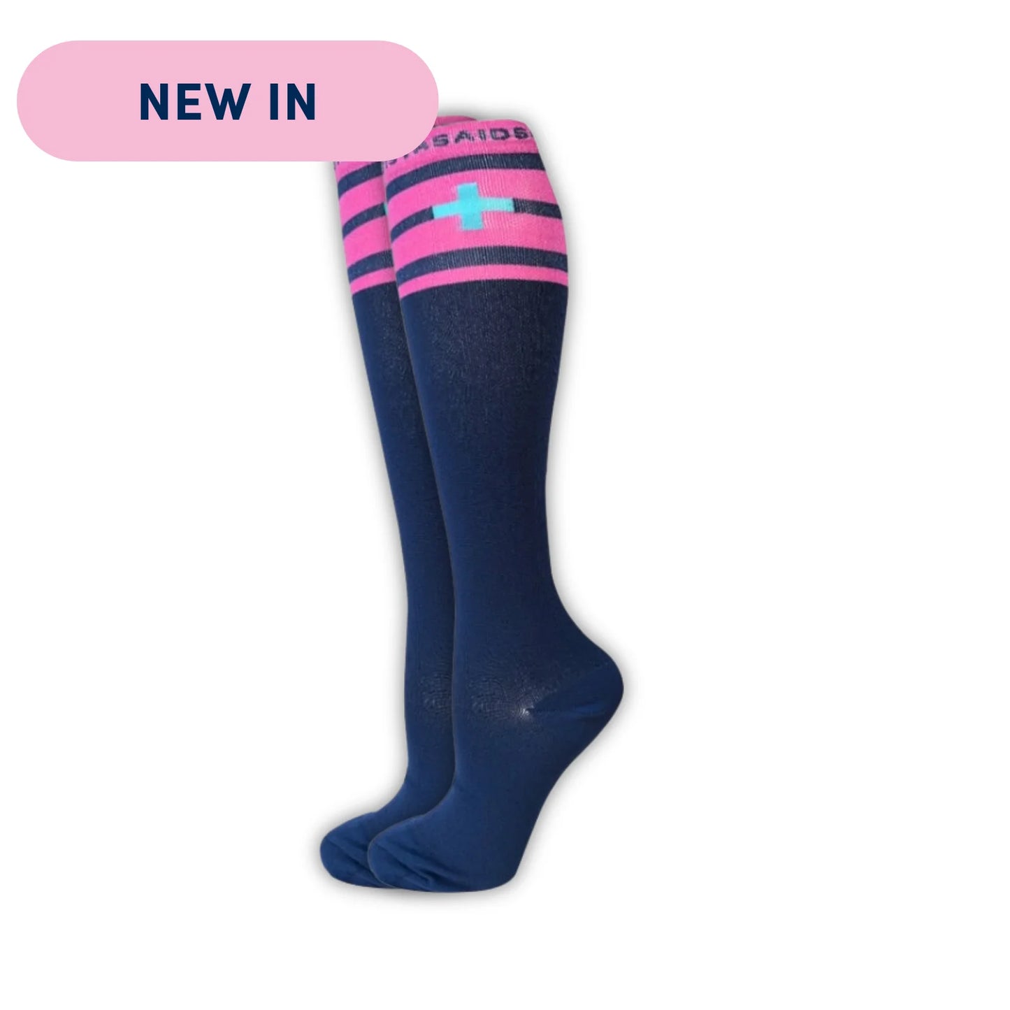 Handover Navy/Pink High Top Compression Socks