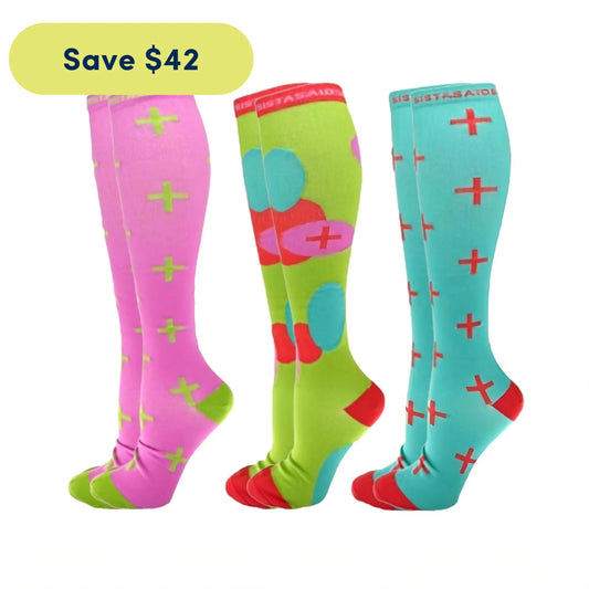 Late/Early Toffee Apple Compression Socks 3-Set