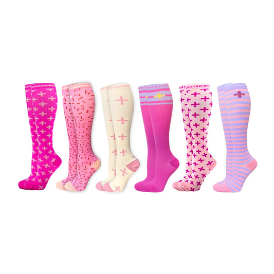 The Pink Prescription Compression Socks 6-Set
