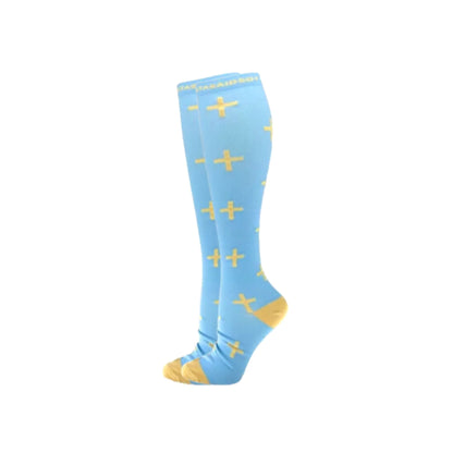 Late/Early: Baby Blue Cross Compression Socks - Sistasaidso+