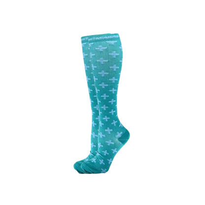 On-Shift: Teal Cross Compression Socks - Sistasaidso+