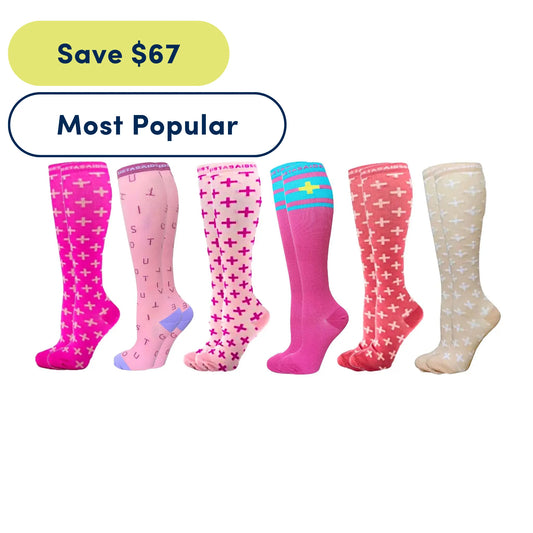All-You-Can-Pink Compression Socks 6-Set