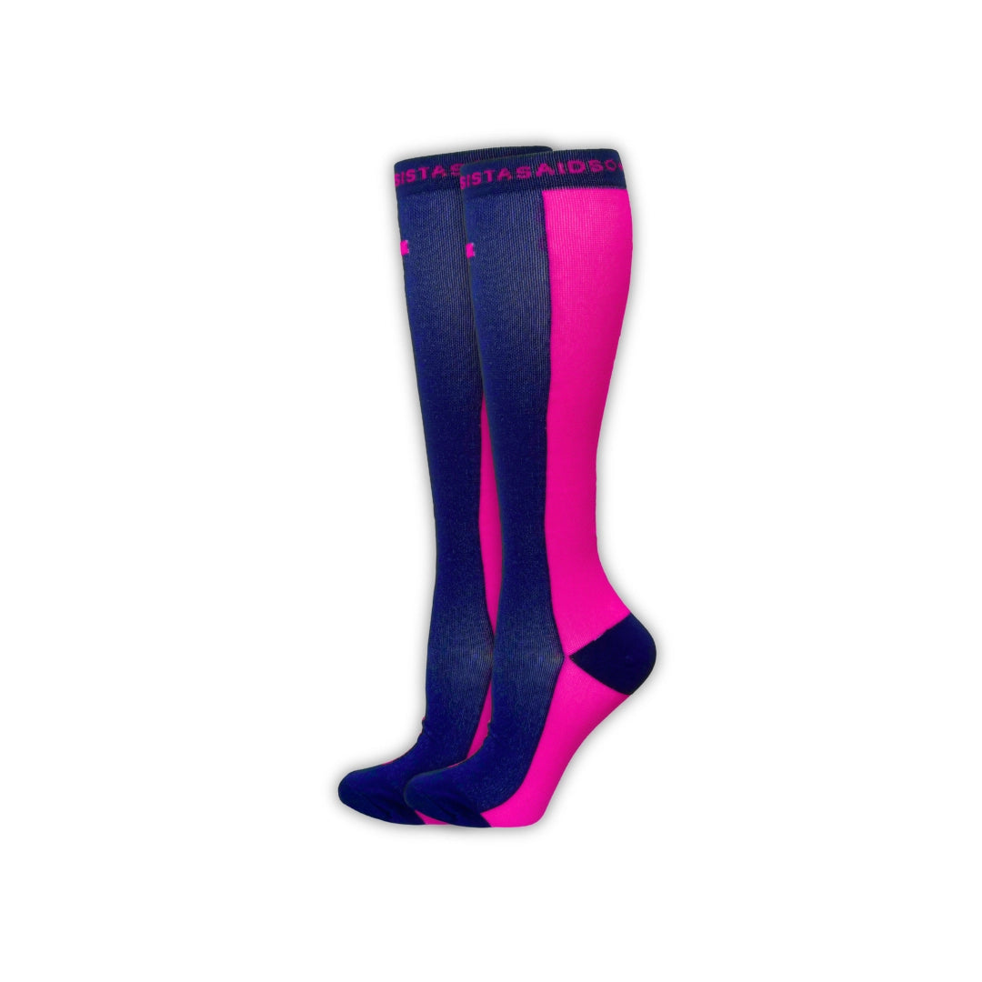 In-Charge Navy/Pink Shock Two-Tone Compression Socks