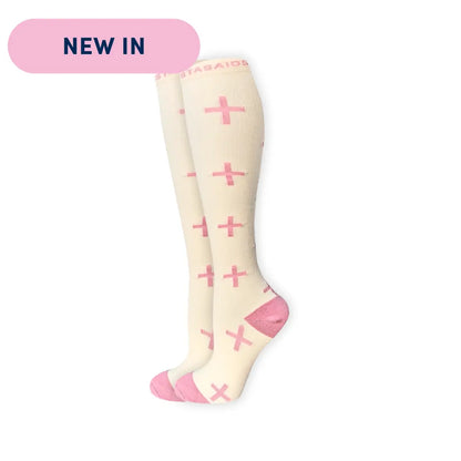 Late/Early Strawberries and Cream Cross Compression Socks