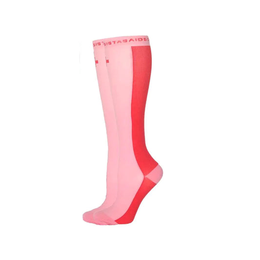 In-Charge: Bubblegum Pink/Scarlett Two-Tone Compression Socks - Sistasaidso+