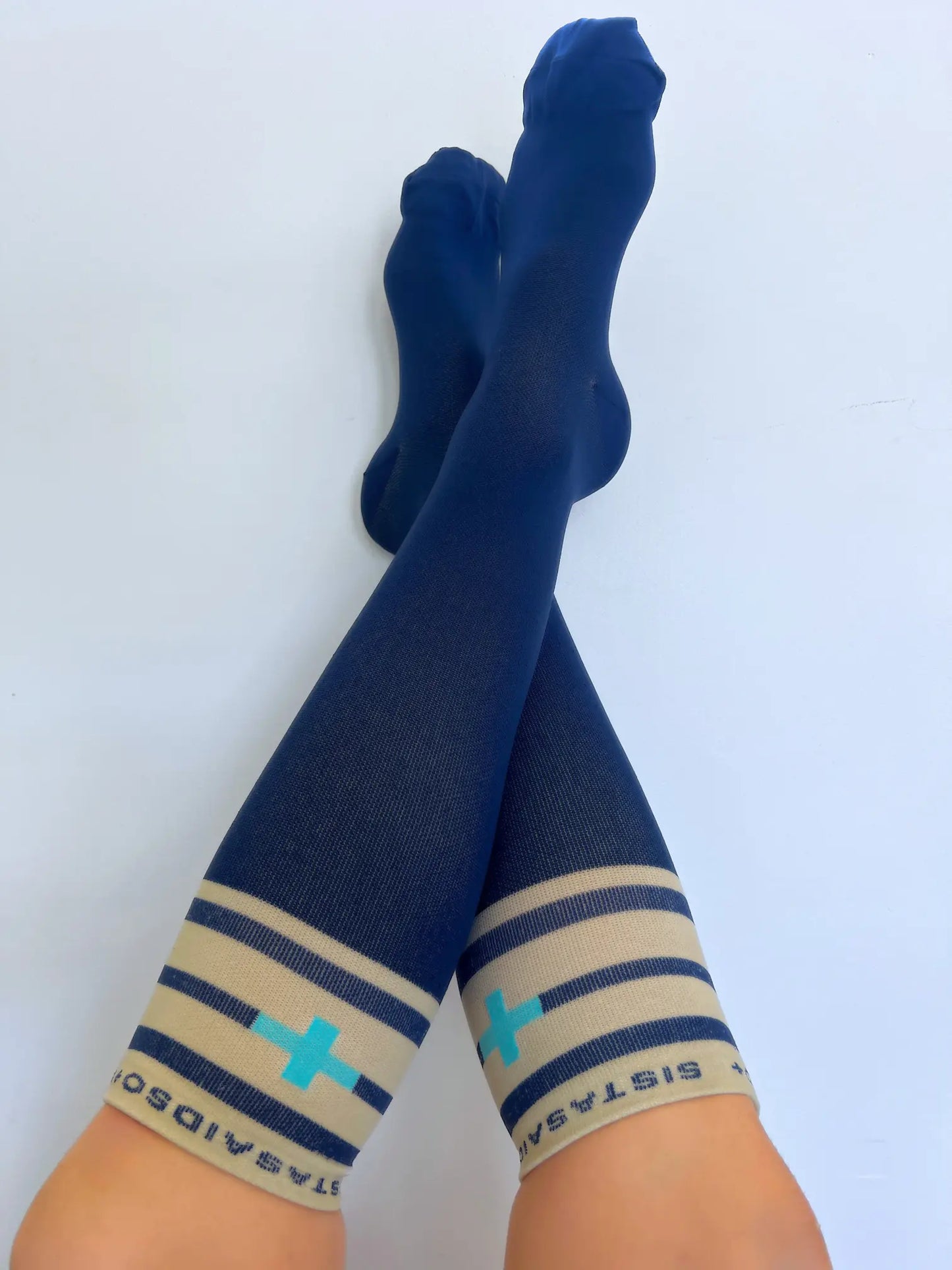 Handover Navy/Grey High Top Compression Socks