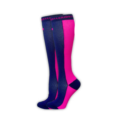 In-Charge Navy/Pink Shock Two-Tone Compression Socks