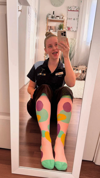 Late/Early Fairy Floss Bubble Compression Socks