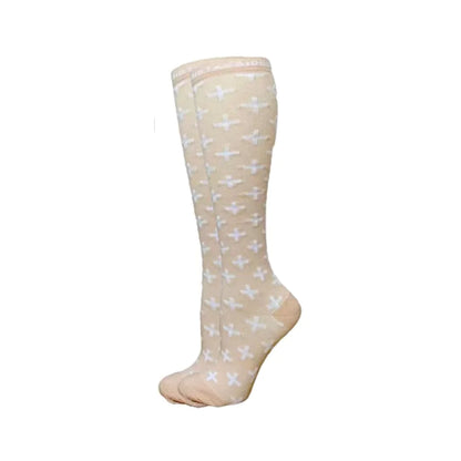 On-Shift: Ivory Cross Compression Socks - Sistasaidso+