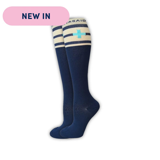 Handover Navy/Grey High Top Compression Socks