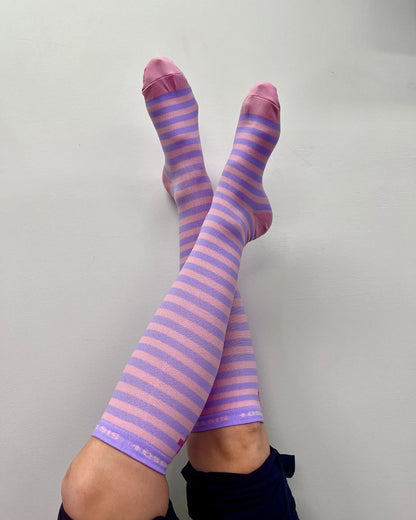 Overtime Lilac/Fairy Floss Stripe Compression Socks