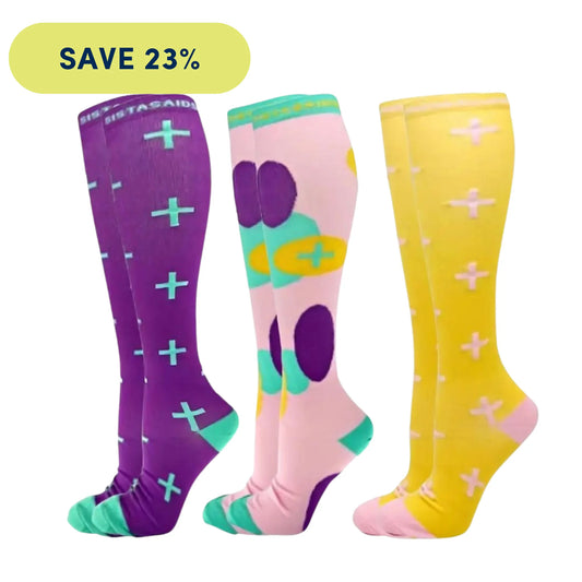 Late/Early Popping Candy Compression Socks 3-Set