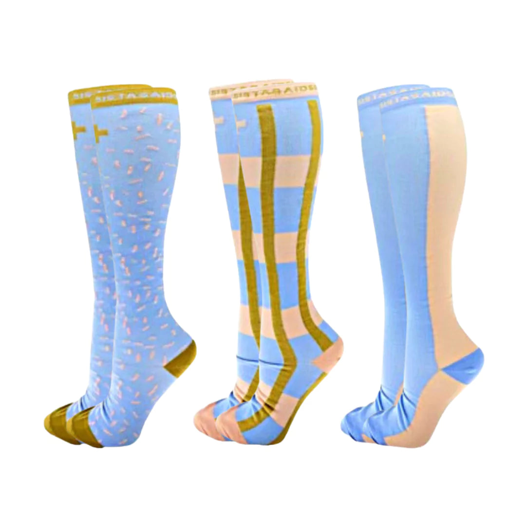 In-Charge: Sleepy Blue Crisscross Compression Socks - Sistasaidso+