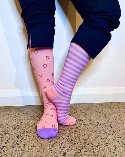 Overtime Lilac/Fairy Floss Stripe Compression Socks