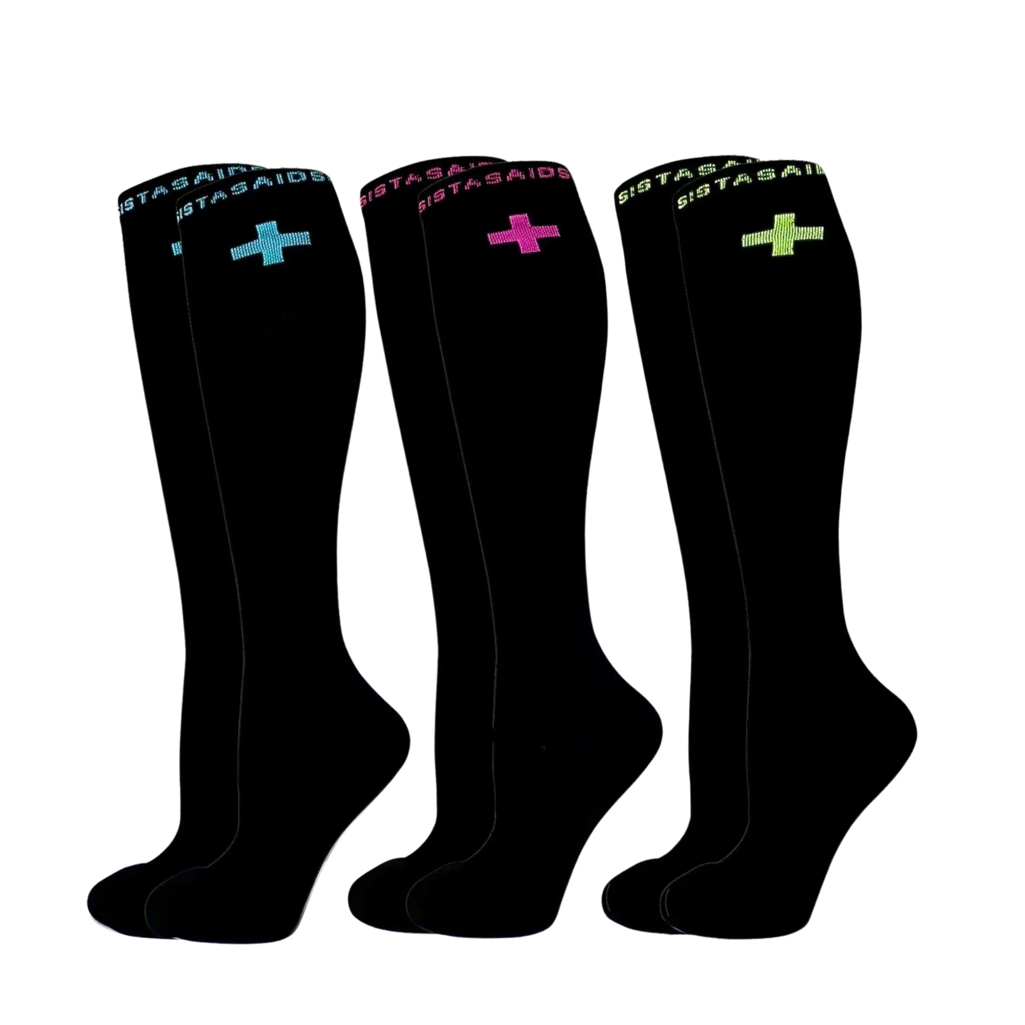 Bright Compression Socks Night Shift Neon Lights Compression Socks 3-Set – Sistasaidso+