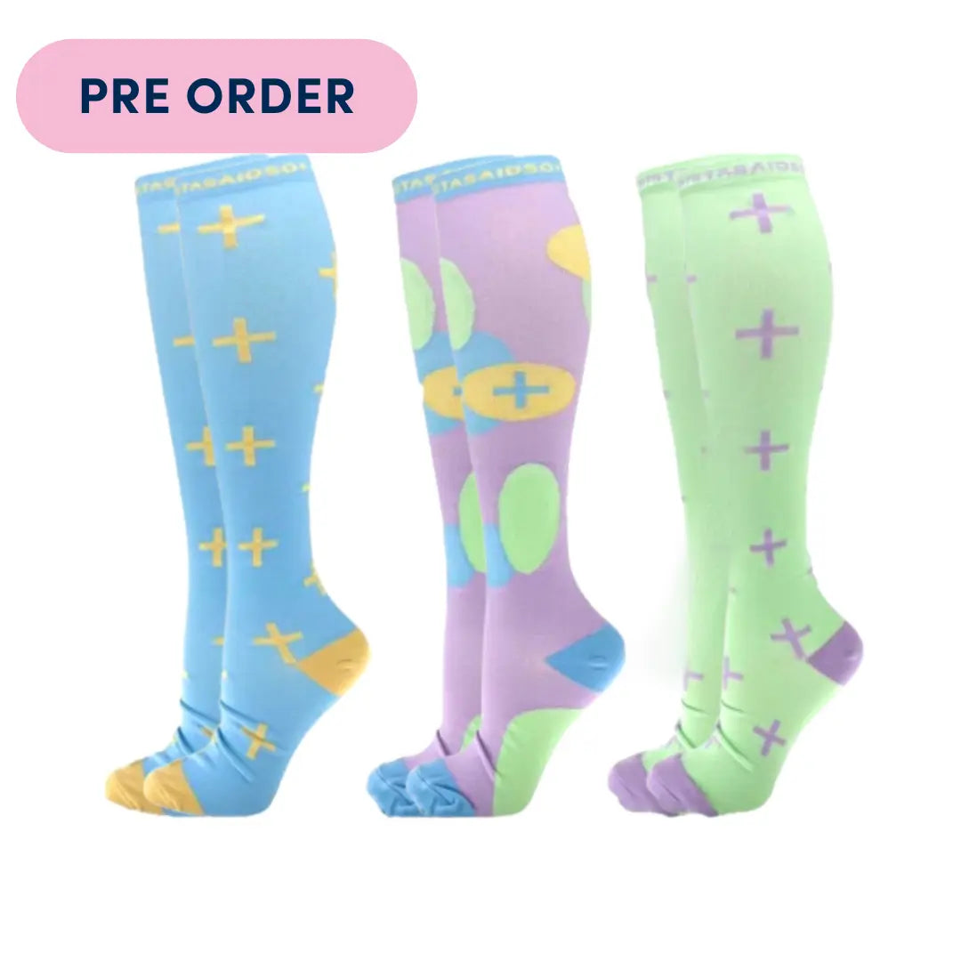 PRE ORDER Late/Early Pastel Hues Compression Socks 3-Set
