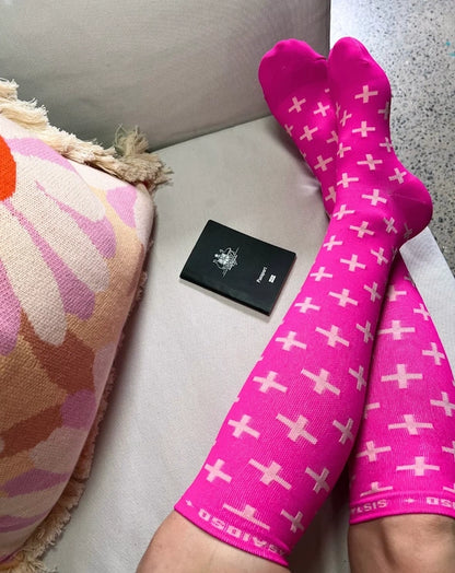 On-Shift Barbie Pink Cross Compression Socks