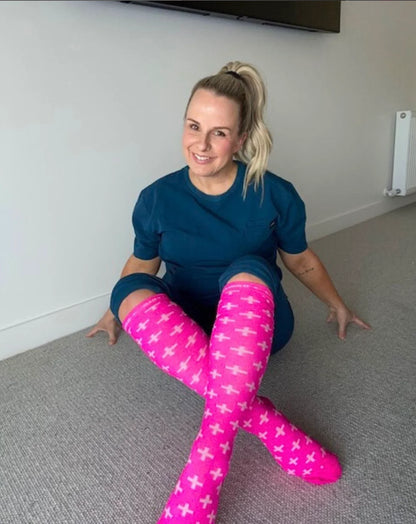 On-Shift Barbie Pink Cross Compression Socks