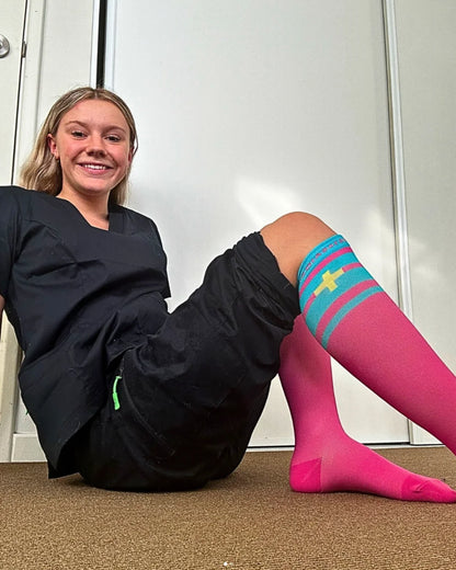 Overtime Hot Pink High Top Compression Socks