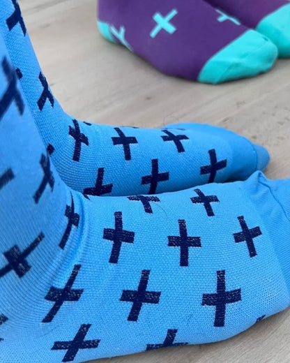 On-Shift Sky Blue Cross Compression Socks