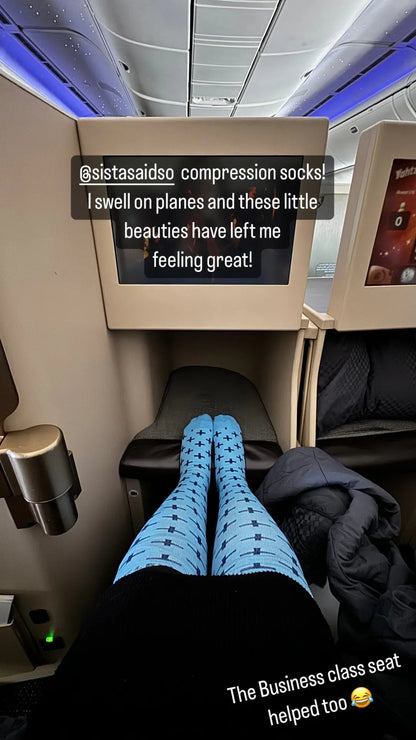 On-Shift Sky Blue Cross Compression Socks