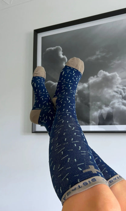 In-Charge Navy Freckle Compression Socks