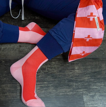 In-Charge Sugar Pink/Chilli Two-Tone Compression Socks