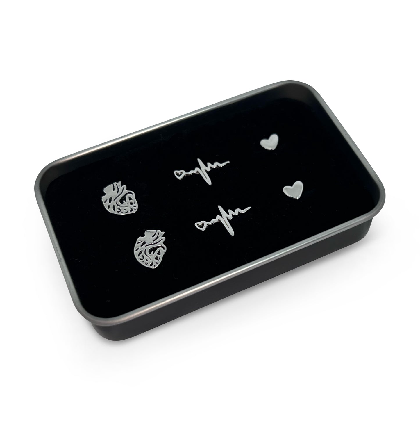 Buy Sistasaidso+ *Limited Edition - Sterling Silver + White Gold Plated* Cardiac Collection Stud Earrings Online - Sistasaidso+