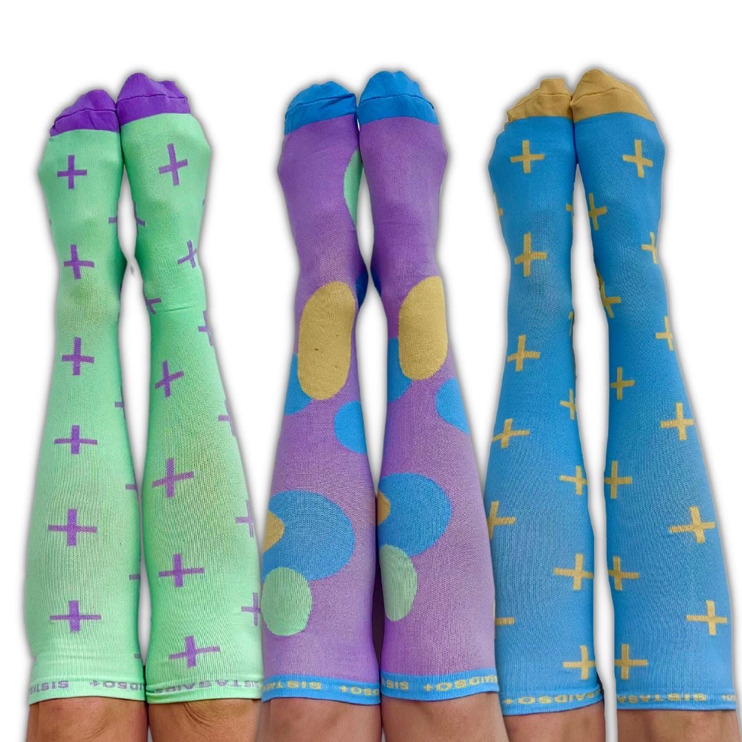 Late/Early: Lilac/Mint/Baby Blue/Butter Compression Socks 3-Set - Sistasaidso+