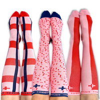 Thumbnail for In-Charge: Bubblegum Pink/Navy/Scarlett Compression Socks 3-Set - Sistasaidso+