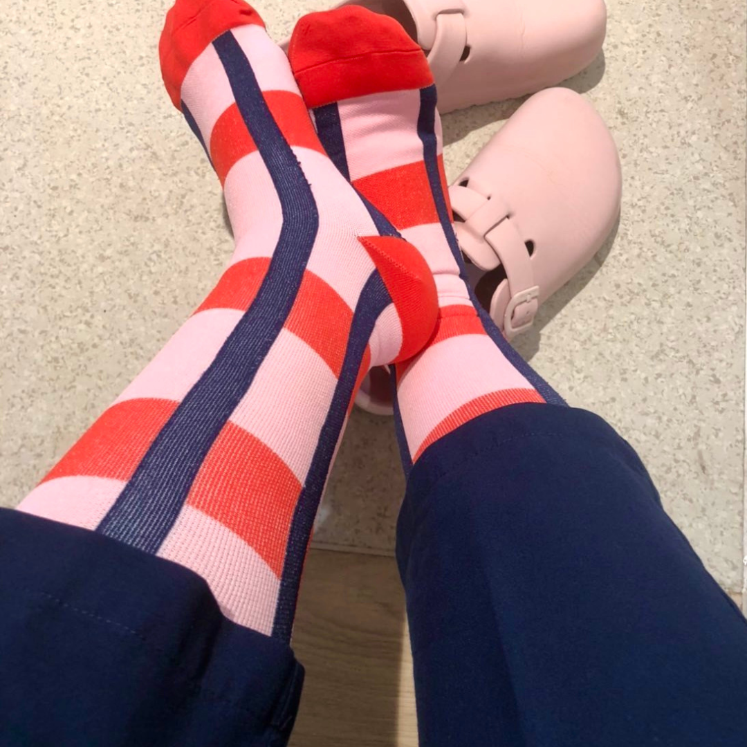 In-Charge: Bubblegum Pink/Navy/Scarlett Compression Socks 3-Set - Sistasaidso+